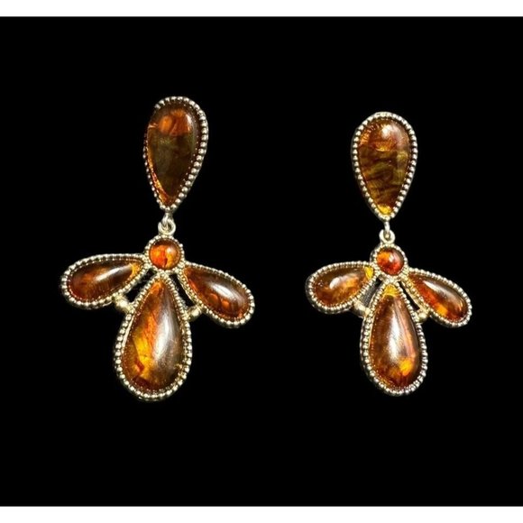 HSN Deb Guyot Designs Earrings Amber And Sterling Silver Dangle Drop - Picture 5 of 7